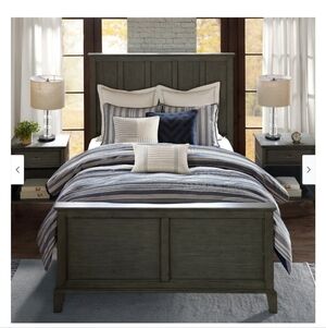 Madison Park Signature Farmhouse Blue & Ivory Striped Set Of 2 King Pillow Shams